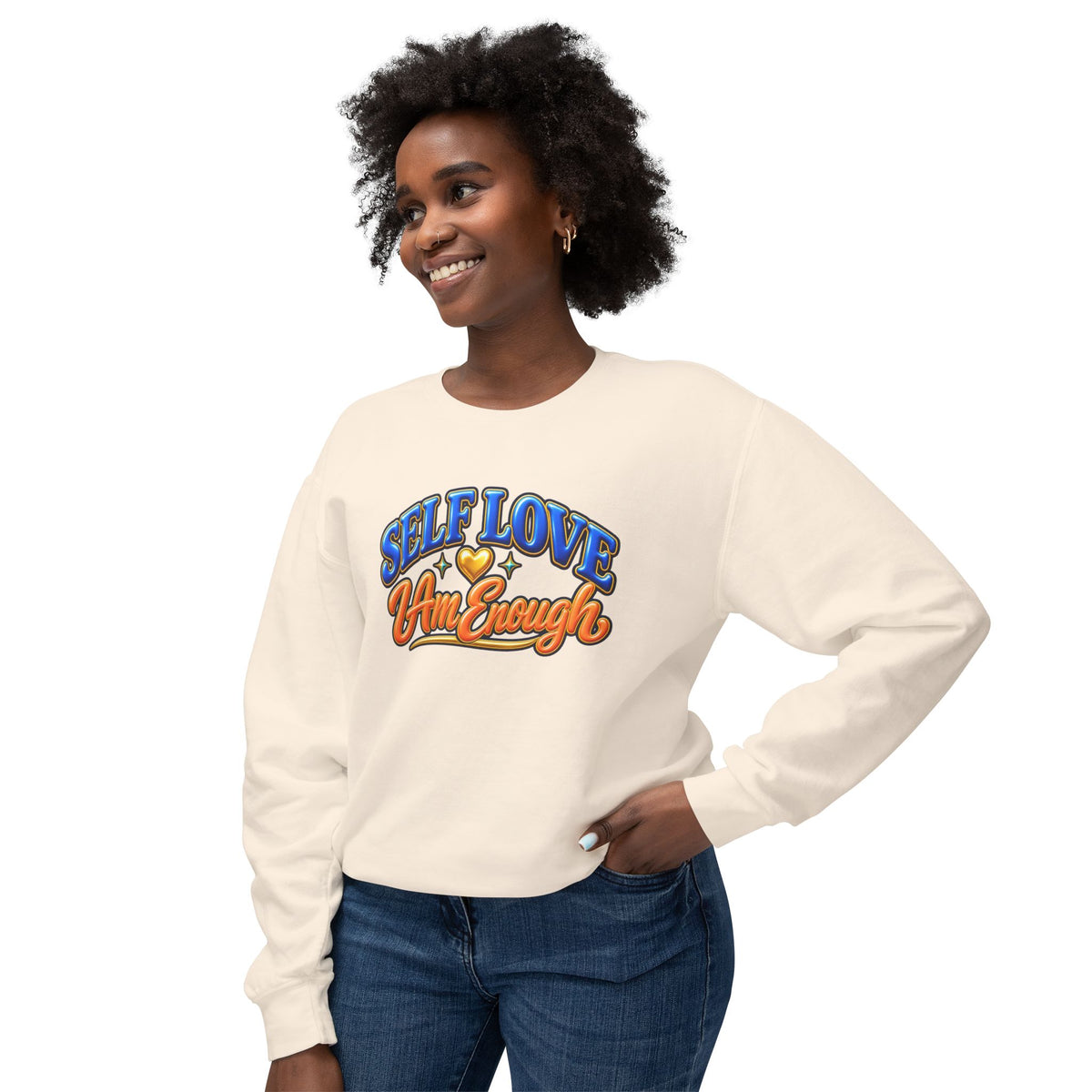 Self Love "I Am Enough" Crewneck Sweatshirt — Retro Positive Message Pullover