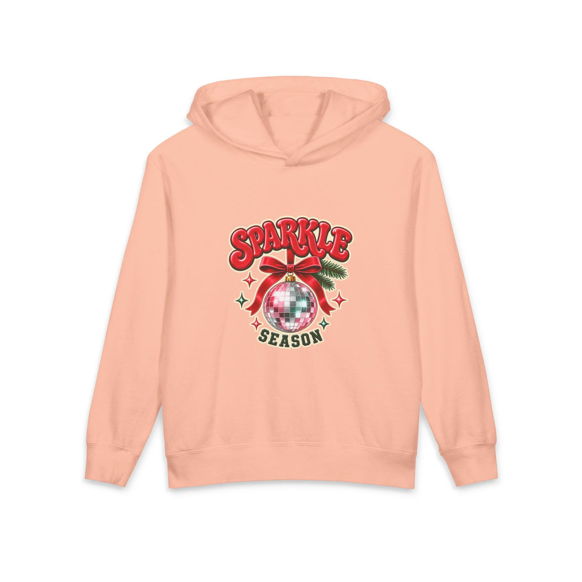 Sparkle Season Youth Hoodie — Cute Disco Ornament Christmas Sweatshirt