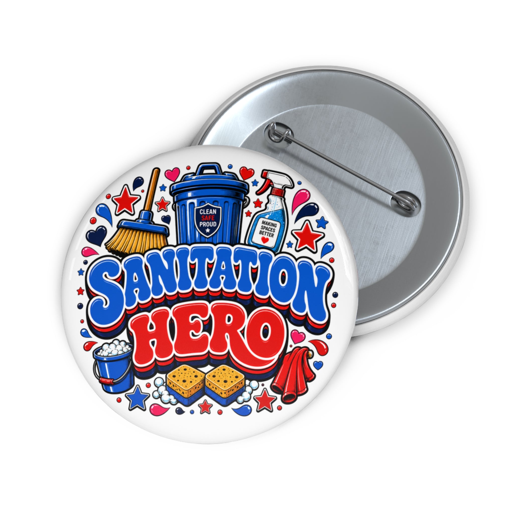 "Sanitation Hero" — Funny Cleaning Crew Badge