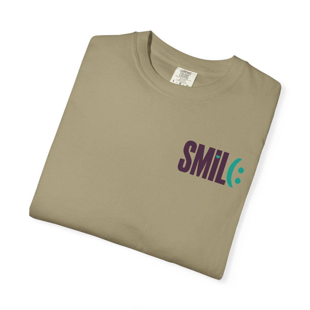 SMIL(: IT’S FREE. Front & Back Garment-Dyed Graphic Tee