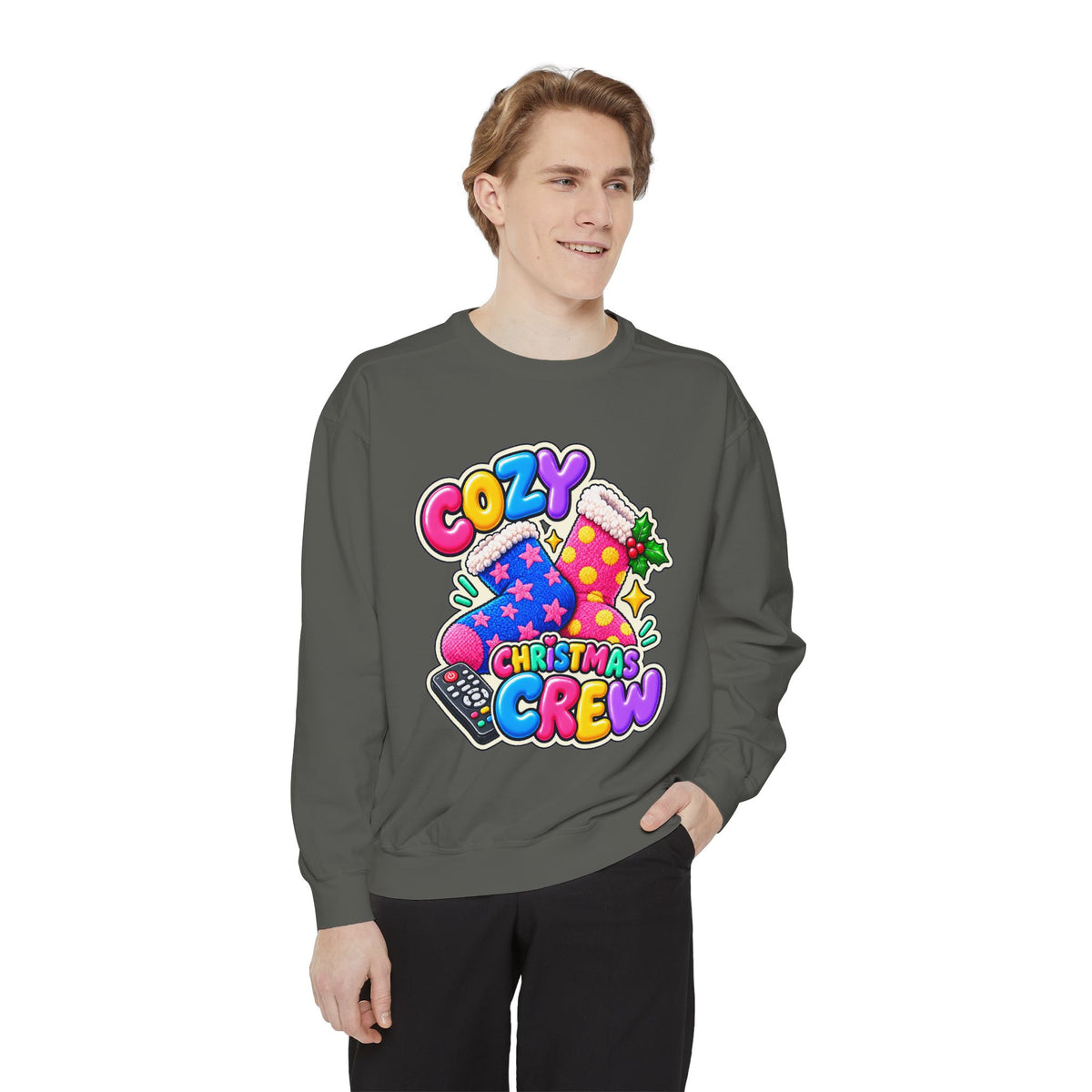 Cozy Christmas Crew Crewneck Sweatshirt 🧦🎄📺
