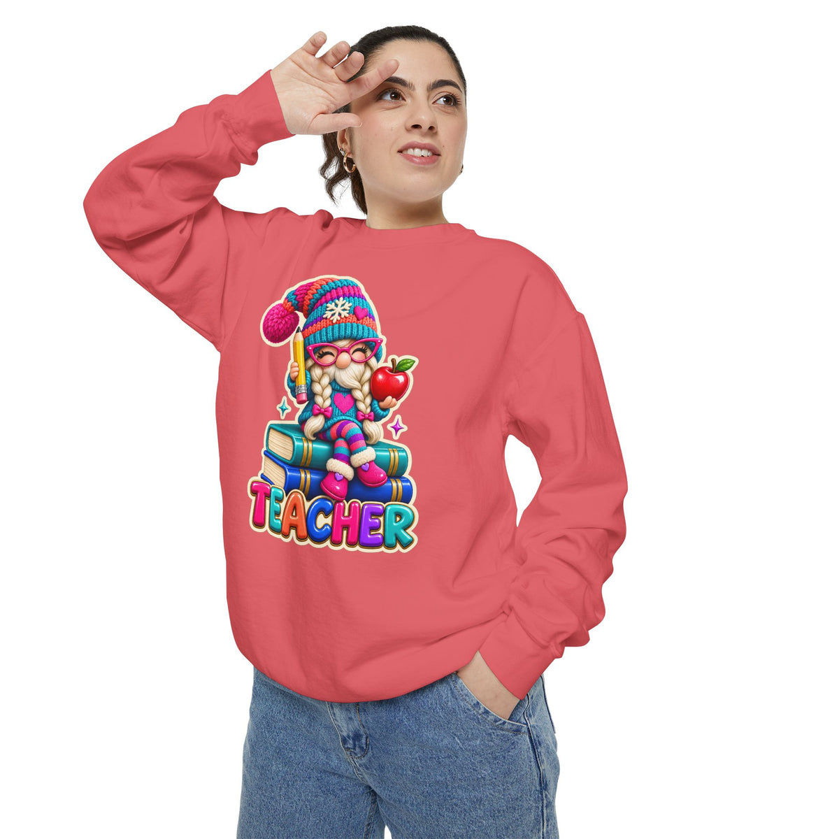 Teacher Gnome Book Lover Holiday Sweatshirt