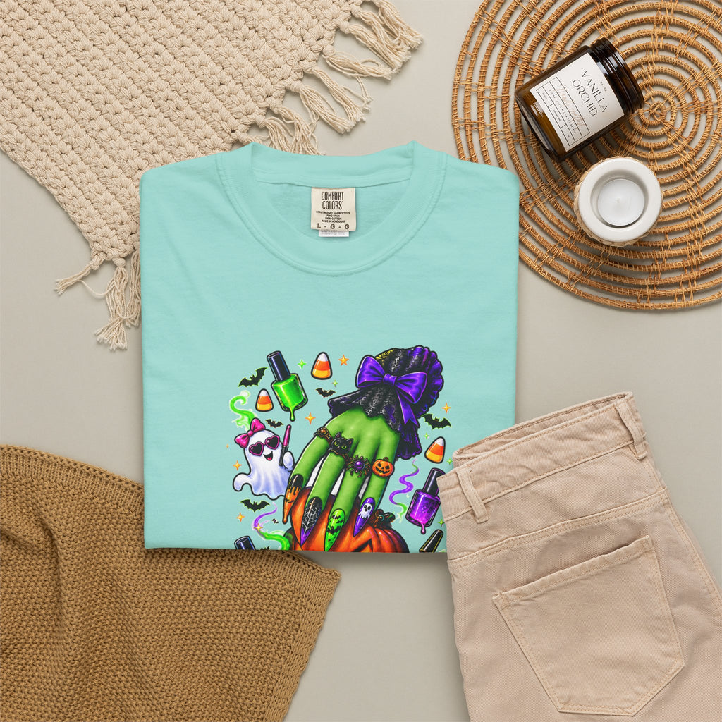 Nail Witch Halloween Tee – Adult Unisex Nail Tech & Beauty Salon Shirt