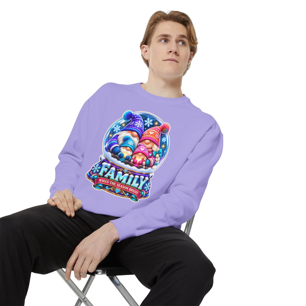 Family Gnome Christmas Sweatshirt "Family Makes the Season Bright"