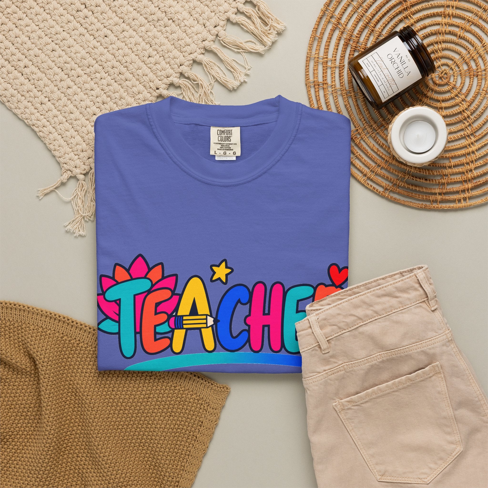 Colorful Teacher Comfort Colors® Heavyweight Tee 🍎✏️