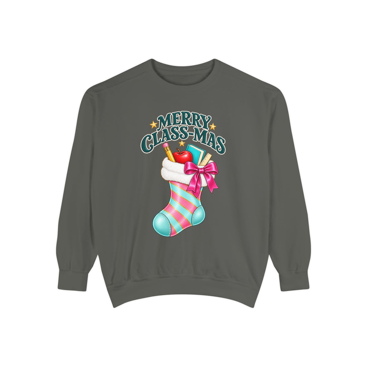 Merry Class-mas Sweatshirt — Christmas Teacher Holiday Stocking Crewneck