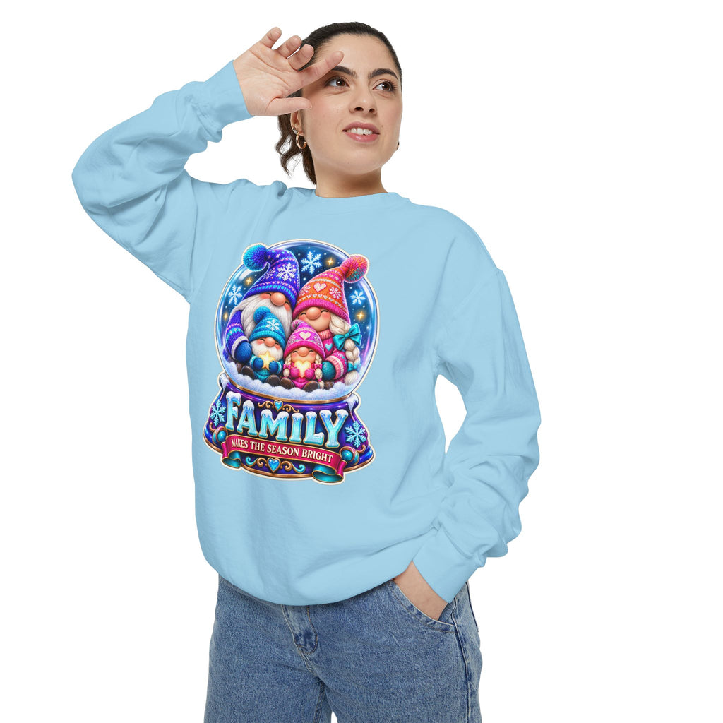 Family Gnome Christmas Sweatshirt "Family Makes the Season Bright"
