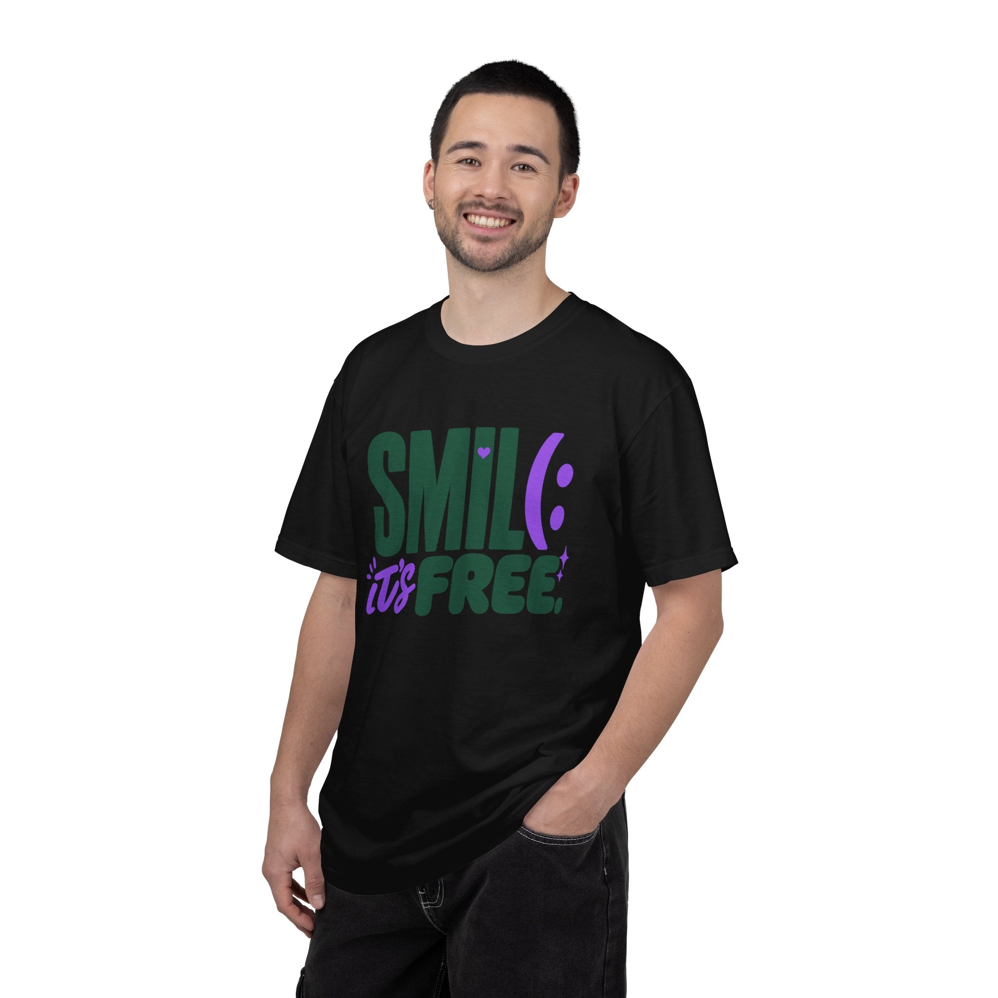 SMIL(: IT’S FREE. Forest Green & Purple Garment-Dyed Graphic Tee