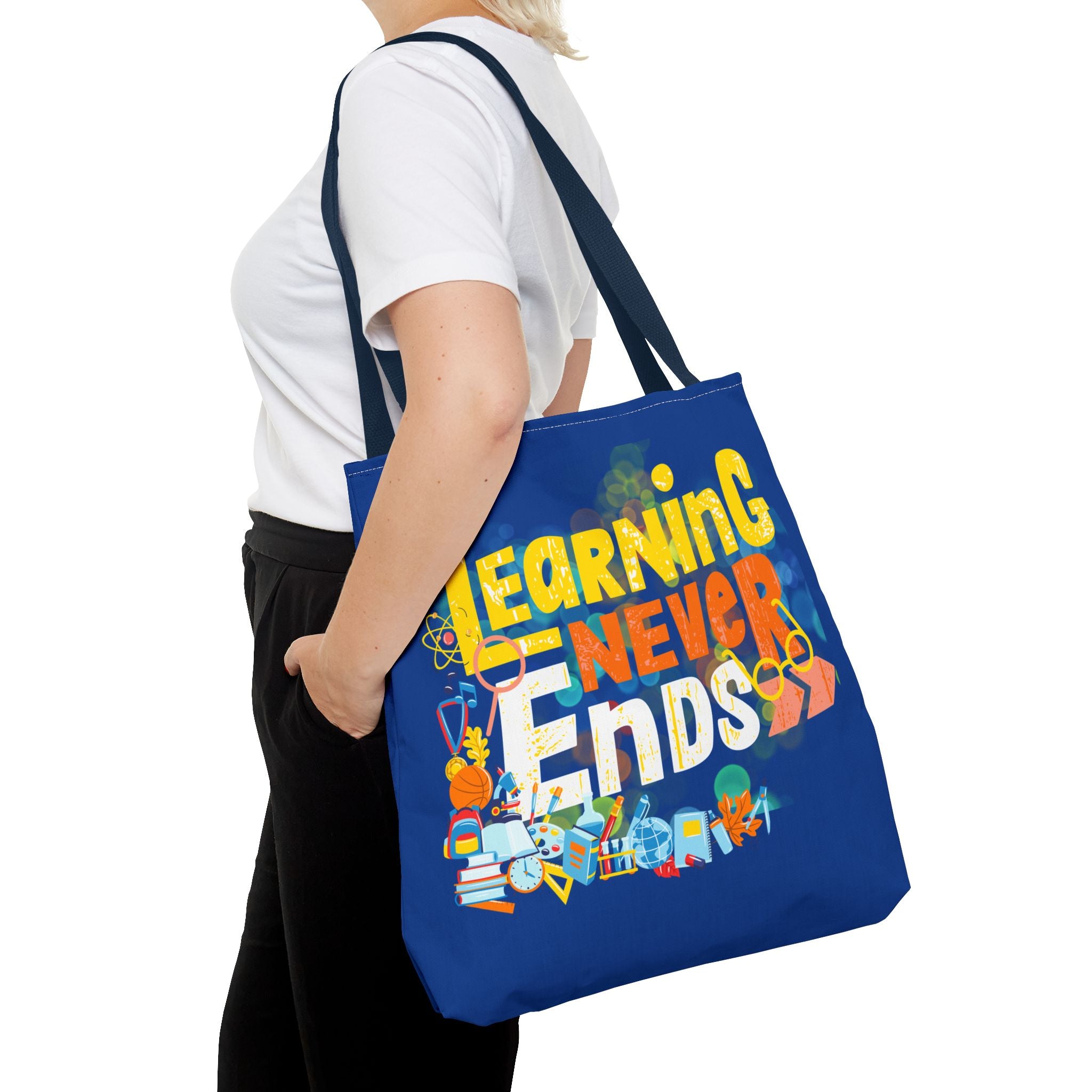 Learning Never Ends - Great Things Await Tote Bag (AOP)