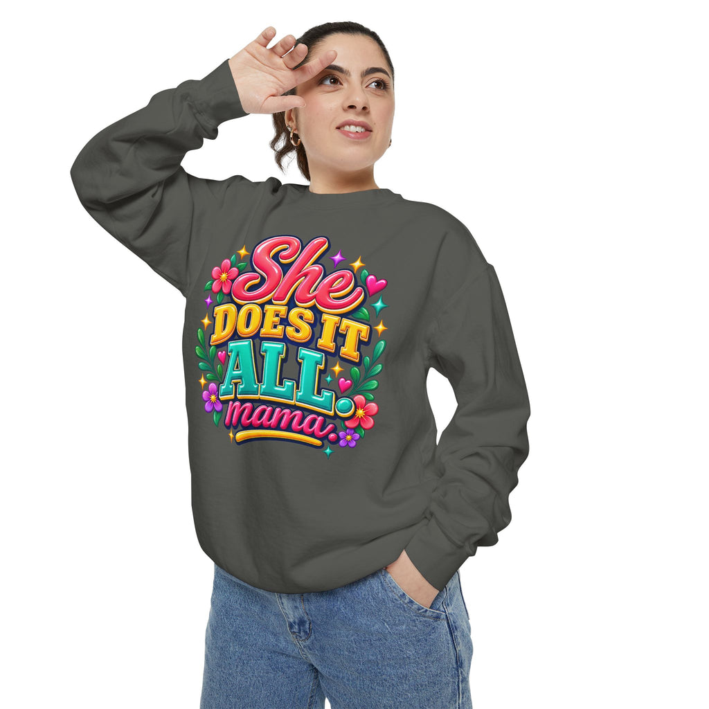 She Does It All Mama Sweatshirt — Floral Mom Appreciation Crewneck