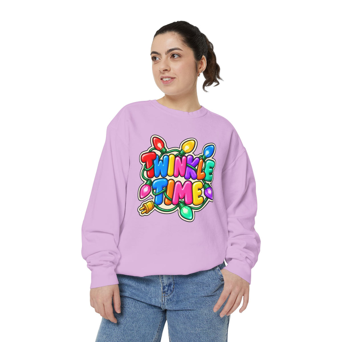Twinkle Time Christmas - Colorful Holiday Light Graphic  Sweatshirt