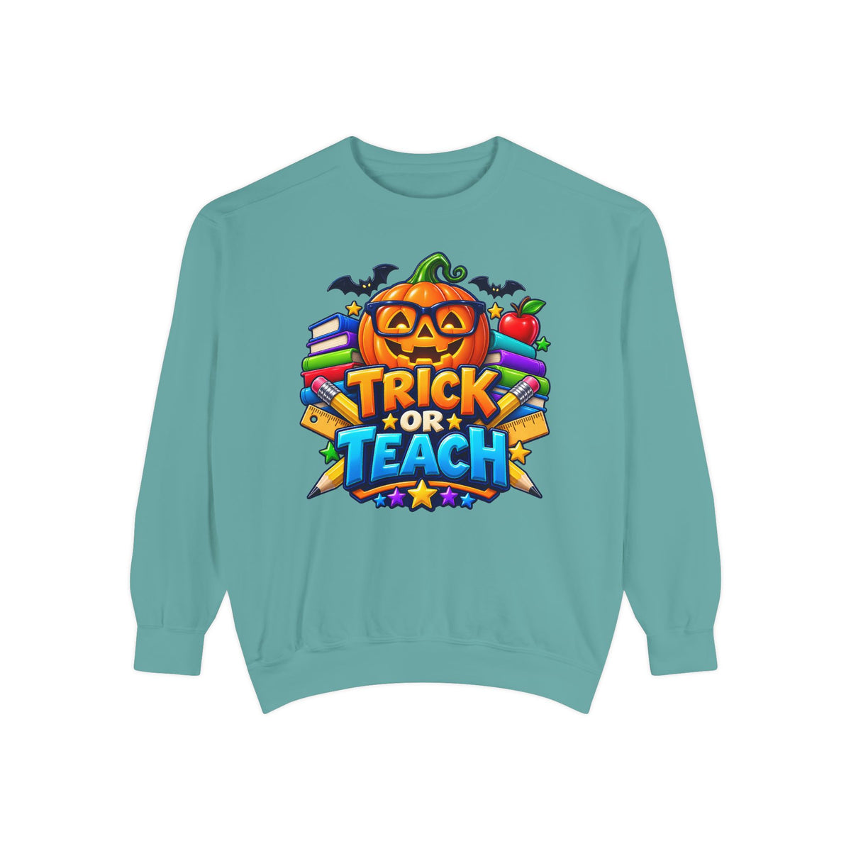 Trick or Teach Halloween Teacher Sweatshirt 🎃📚 | Pumpkin School Crewneck