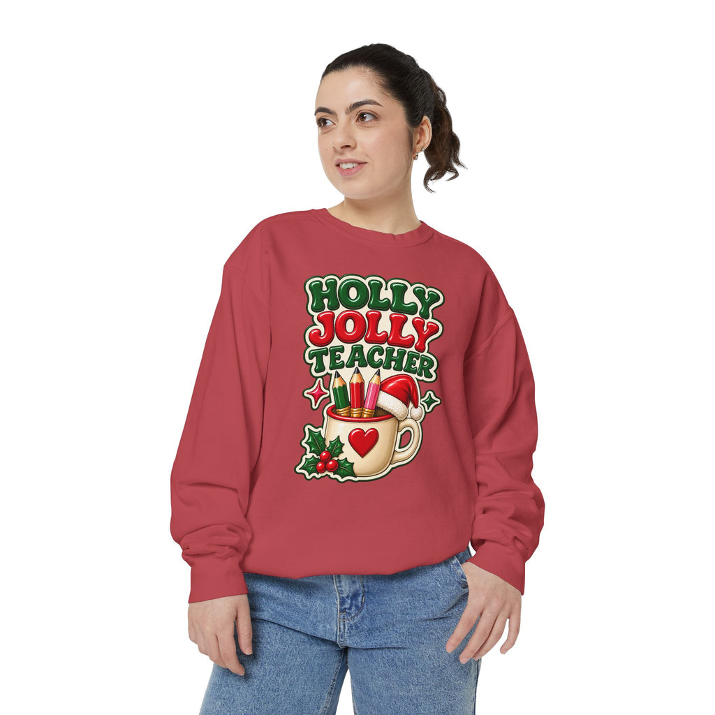 Holly Jolly Teacher Sweatshirt – Christmas Mug Holiday Teacher Gift