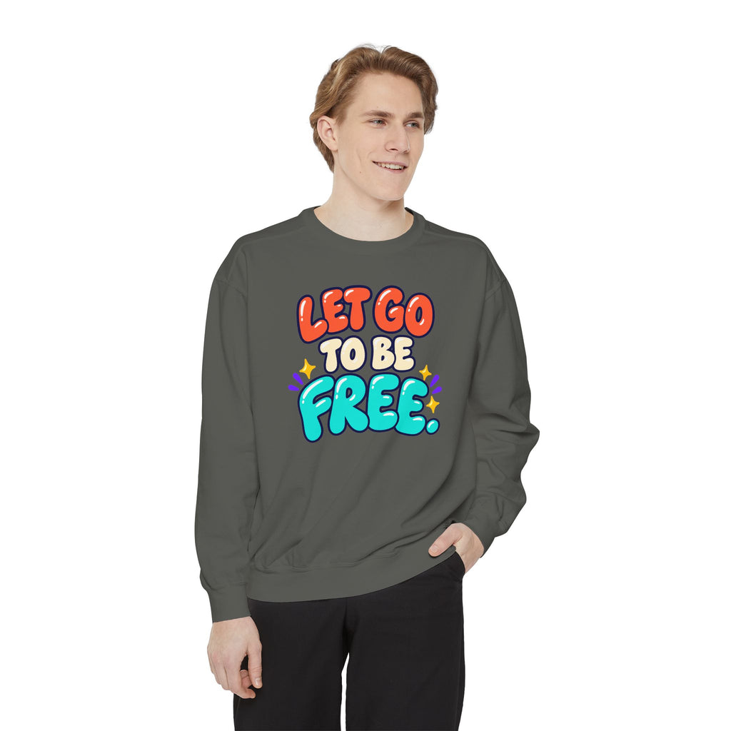Let Go to Be Free Relaxed-Fit Sweatshirt — Lavender & Gray