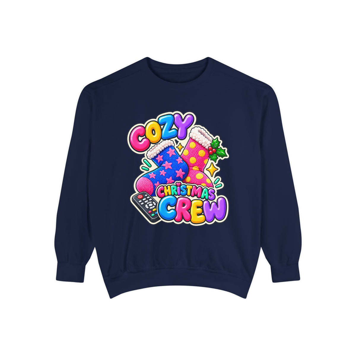 Cozy Christmas Crew Crewneck Sweatshirt 🧦🎄📺