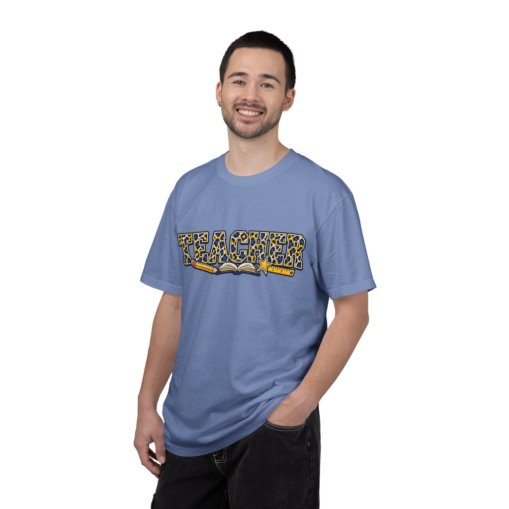 Leopard Print Teacher Comfort Colors® Heavyweight Tee 🍎✏️