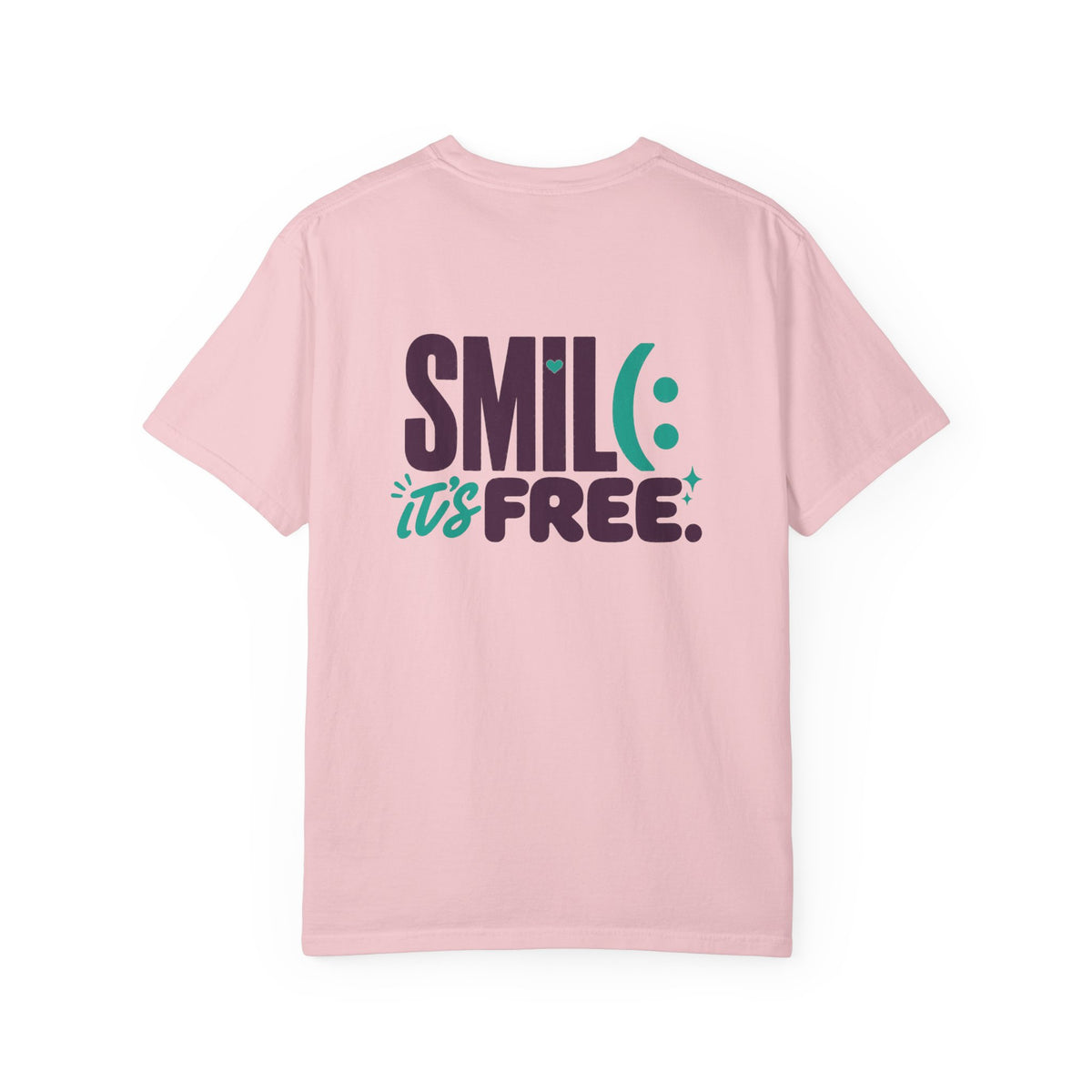 SMIL(: IT’S FREE. Front & Back Garment-Dyed Graphic Tee