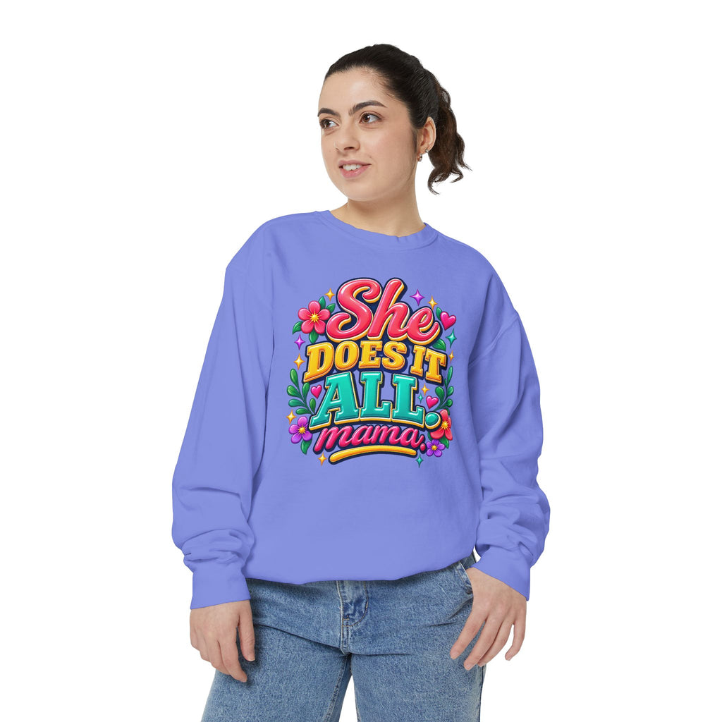 She Does It All Mama Sweatshirt — Floral Mom Appreciation Crewneck