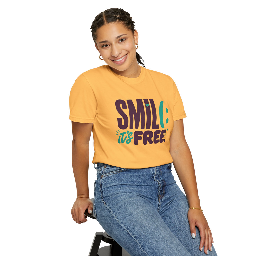 SMIL(: IT’S FREE. Plum & Teal Garment-Dyed Graphic Tee