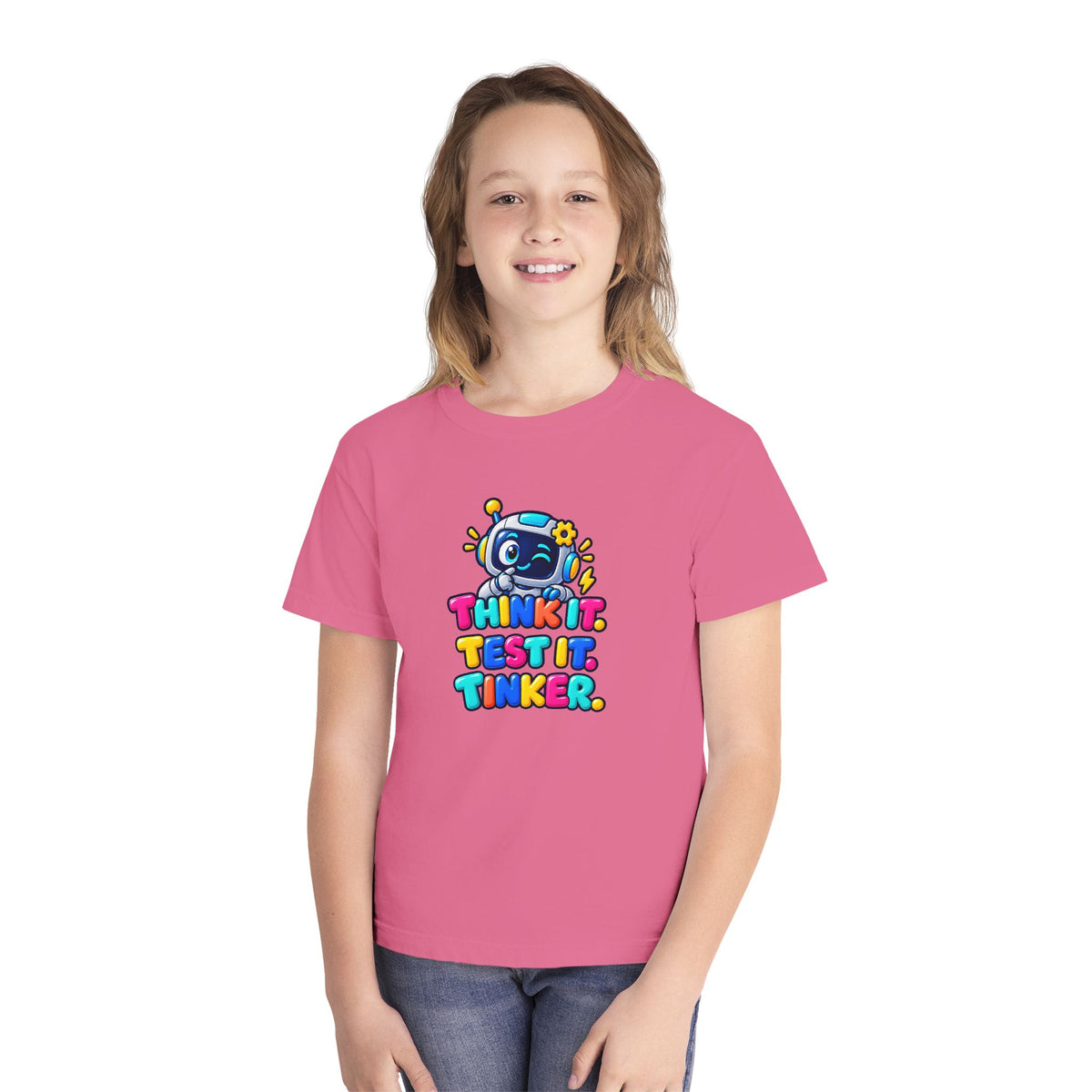 🤖 Think It. Test It. Tinker." Robot STEM Graphic Kids Tee