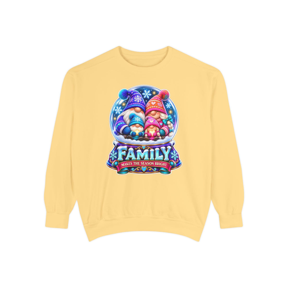 Family Gnome Christmas Sweatshirt "Family Makes the Season Bright"