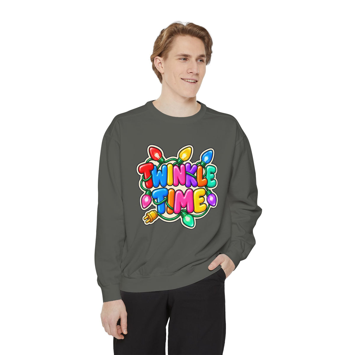 Twinkle Time Christmas - Colorful Holiday Light Graphic  Sweatshirt