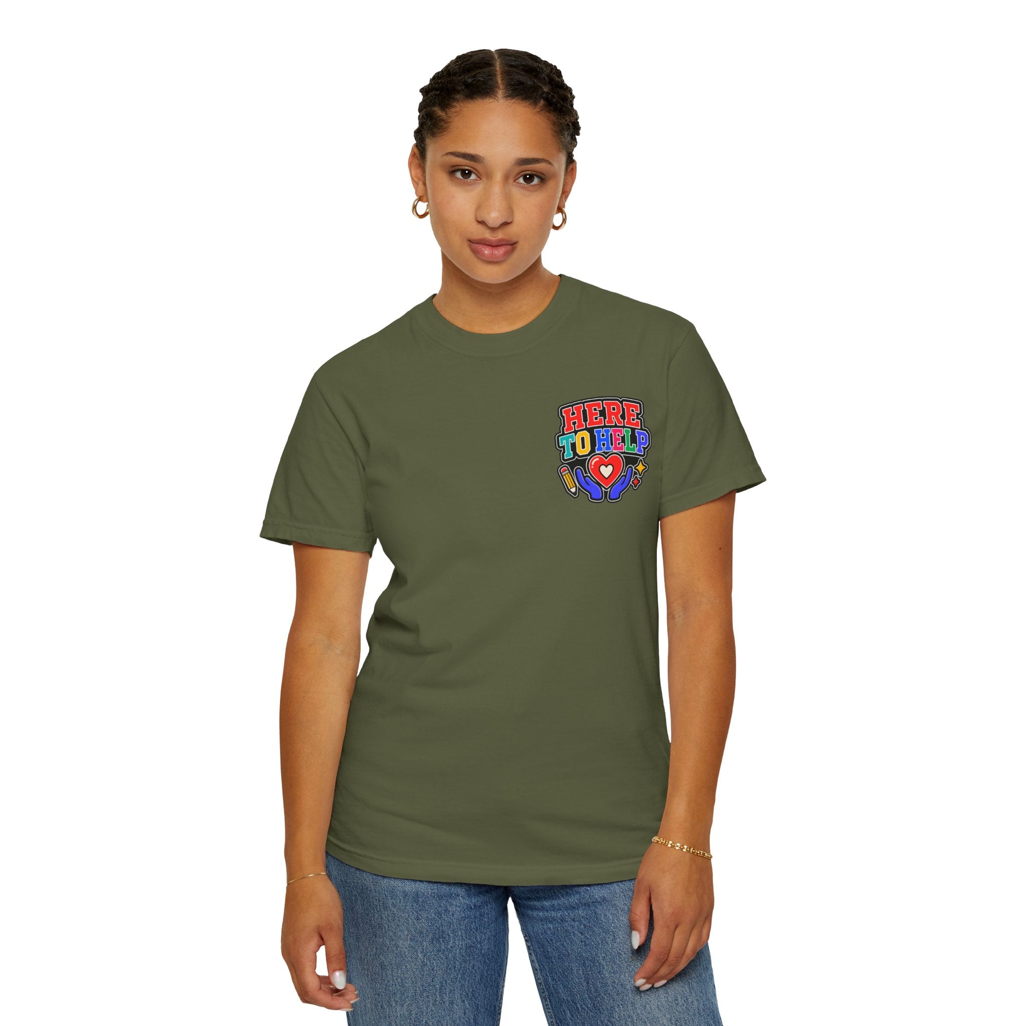 Here to Help School Support Staff Comfort Colors® Tee 🍎✏️
