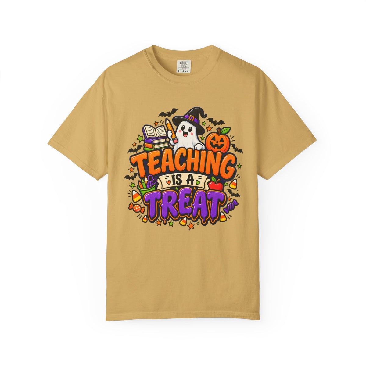 Teaching Is a Treat Halloween T-Shirt — Cute Ghost & Pumpkin Teacher Tee