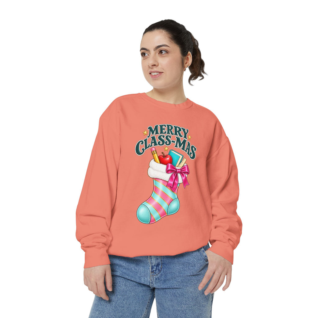 Merry Class-mas Sweatshirt — Christmas Teacher Holiday Stocking Crewneck