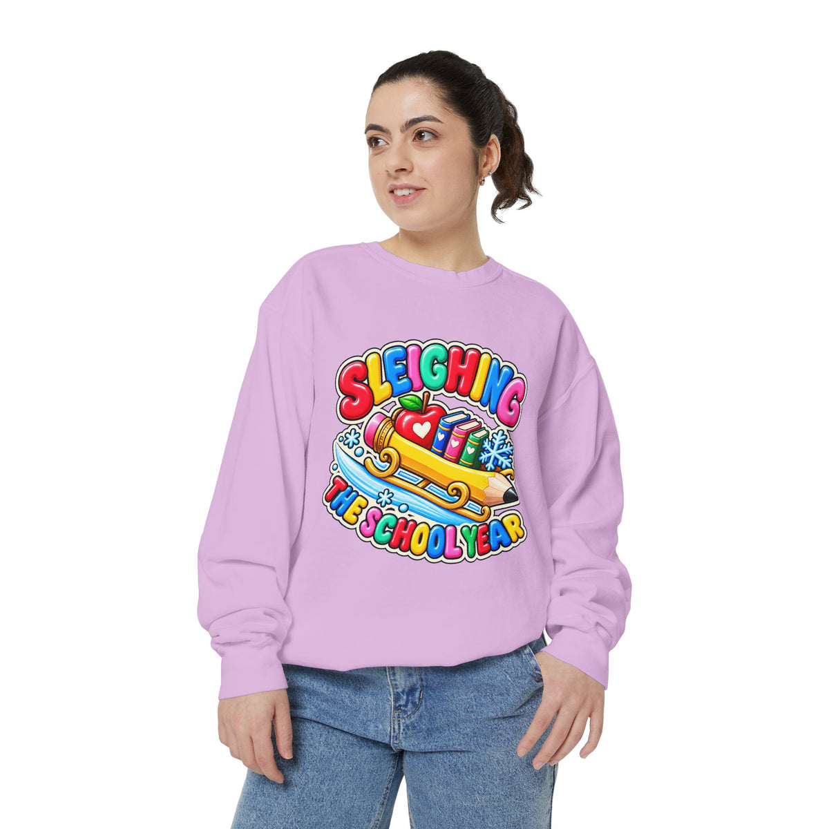 Sleighing the School Year Christmas Sweatshirt 📚🍎❄️