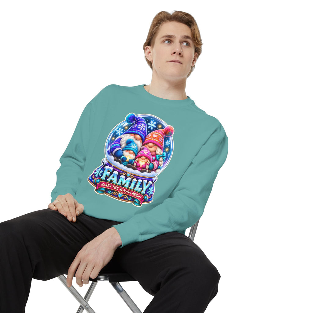 Family Gnome Christmas Sweatshirt "Family Makes the Season Bright"