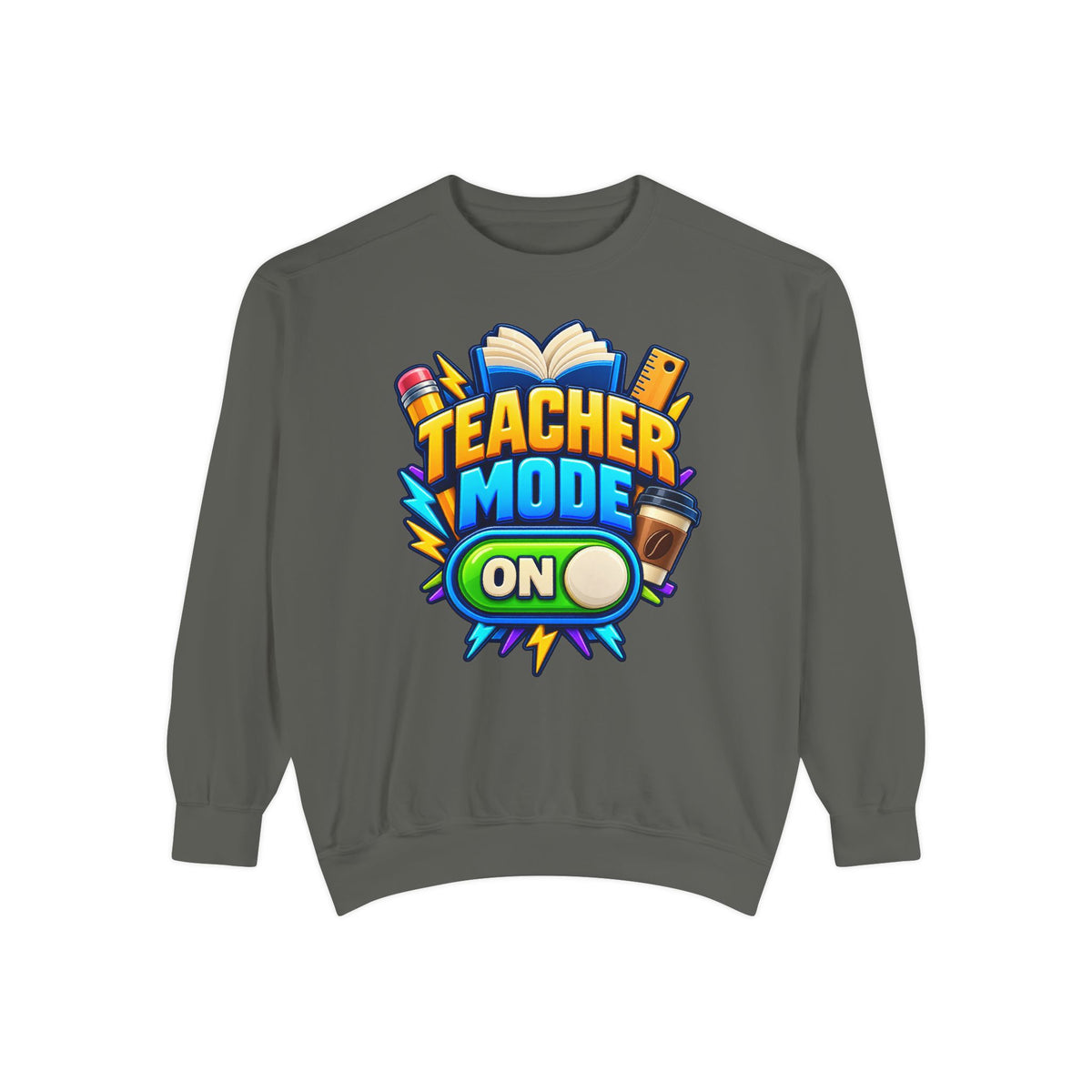 Teacher Mode On Sweatshirt 📚☕ | Funny Teacher Crewneck