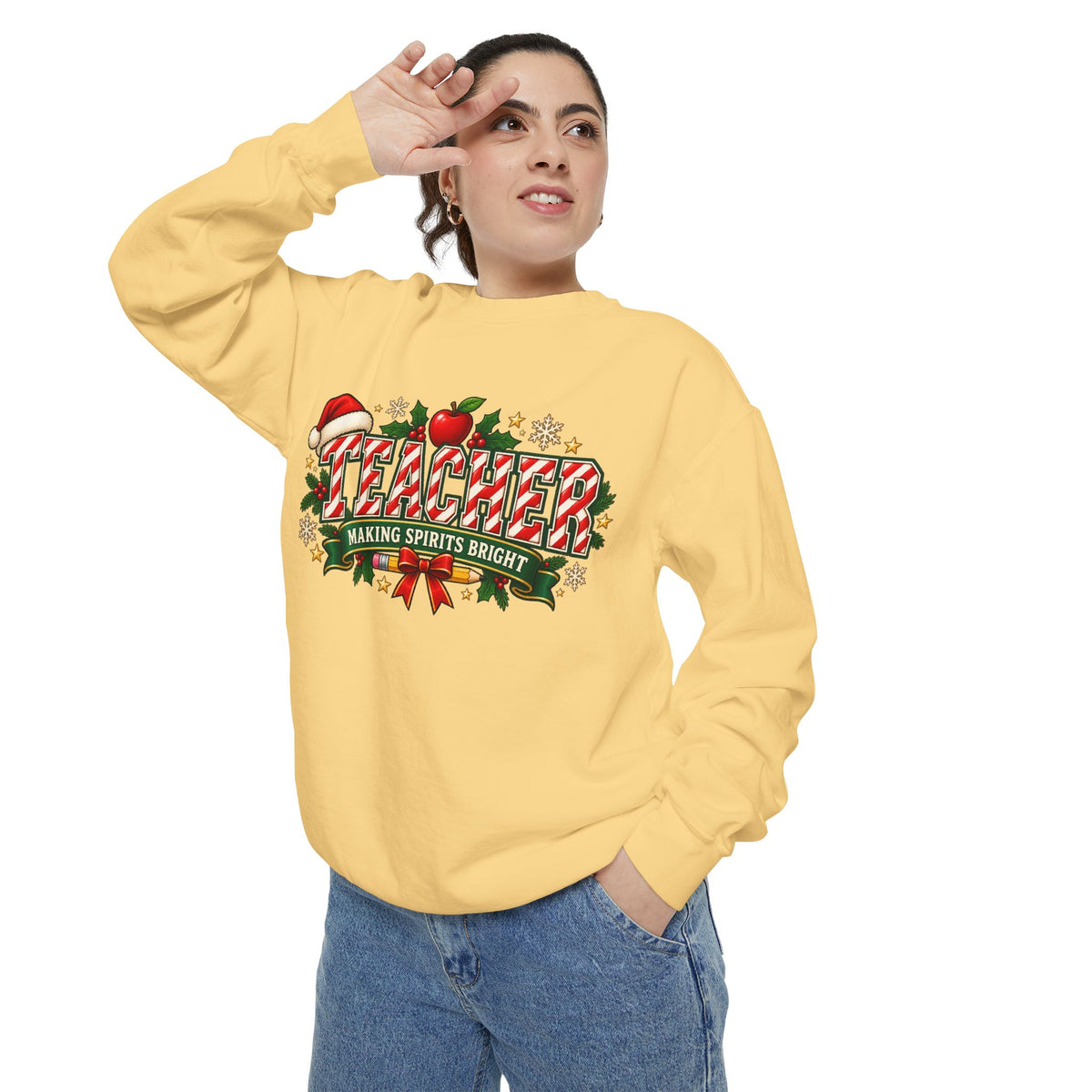 Teacher Making Spirits Bright Christmas Sweatshirt