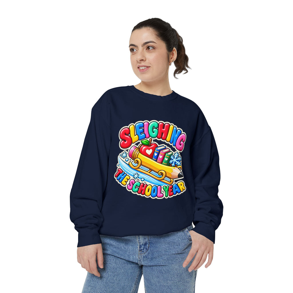 Sleighing the School Year Christmas Sweatshirt 📚🍎❄️