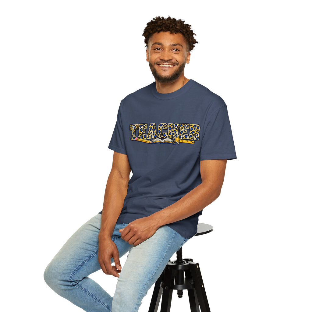 Leopard Print Teacher Comfort Colors® Heavyweight Tee 🍎✏️