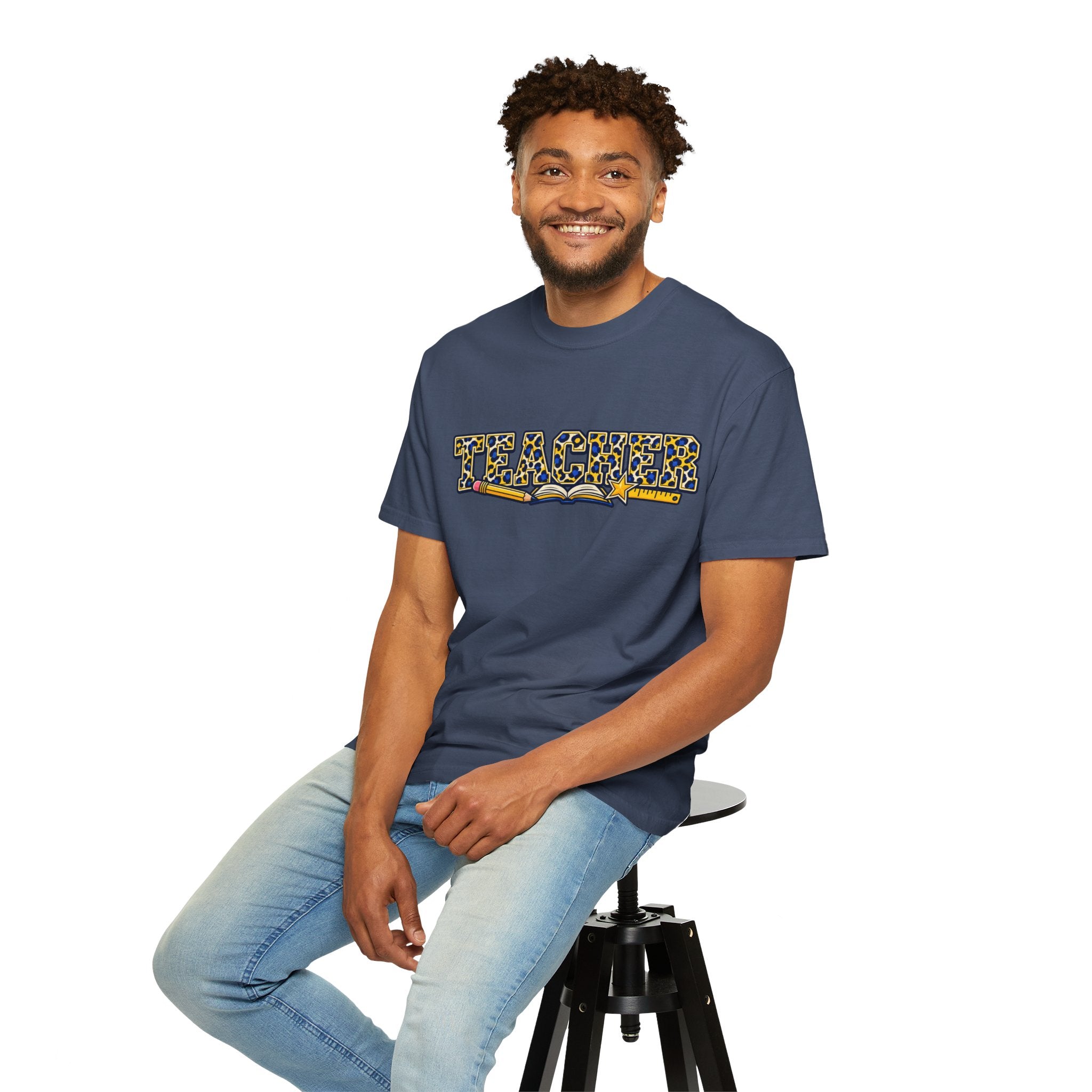 Leopard Print Teacher Comfort Colors® Heavyweight Tee 🍎✏️