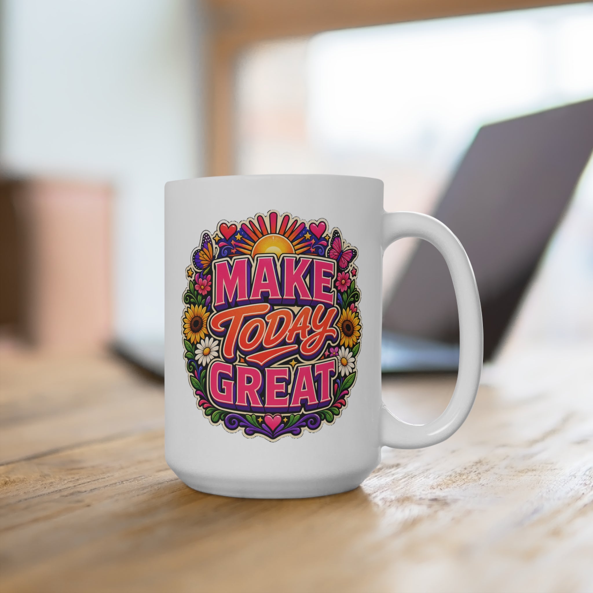Make Today Great Mug - Inspirational Coffee Cup - Positive Motivation Gift for Women, Students, Coworkers and Goal Setters