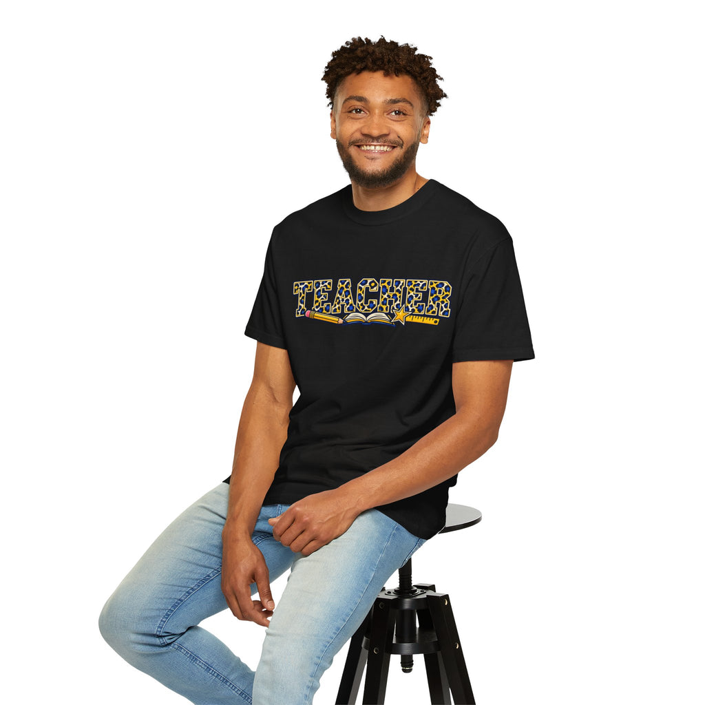 Leopard Print Teacher Comfort Colors® Heavyweight Tee 🍎✏️