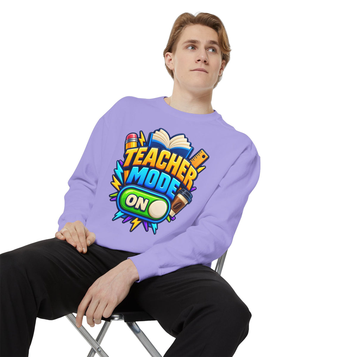 Teacher Mode On Sweatshirt 📚☕ | Funny Teacher Crewneck