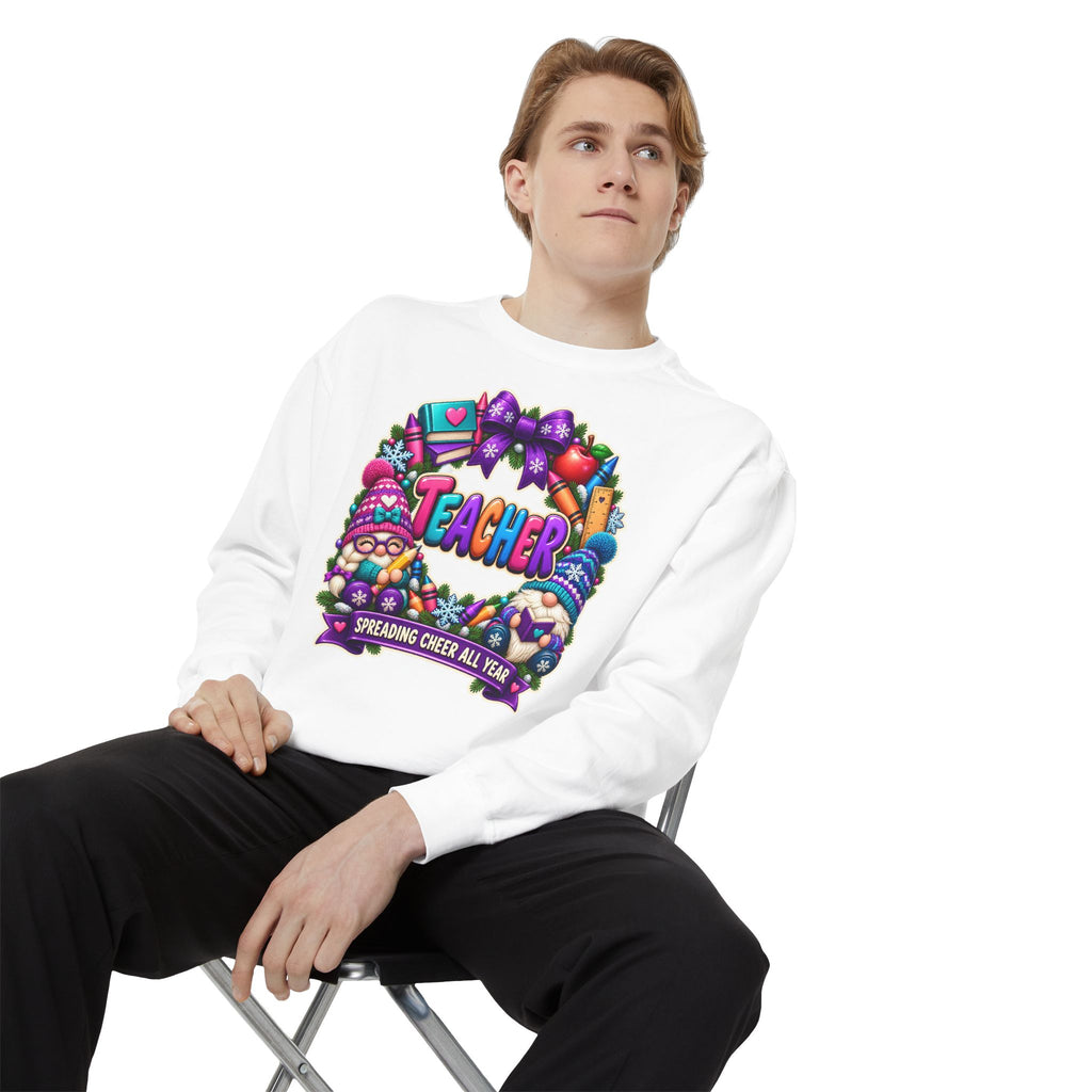Teacher Spreading Gnomes Cheer All Year Christmas Sweatshirt