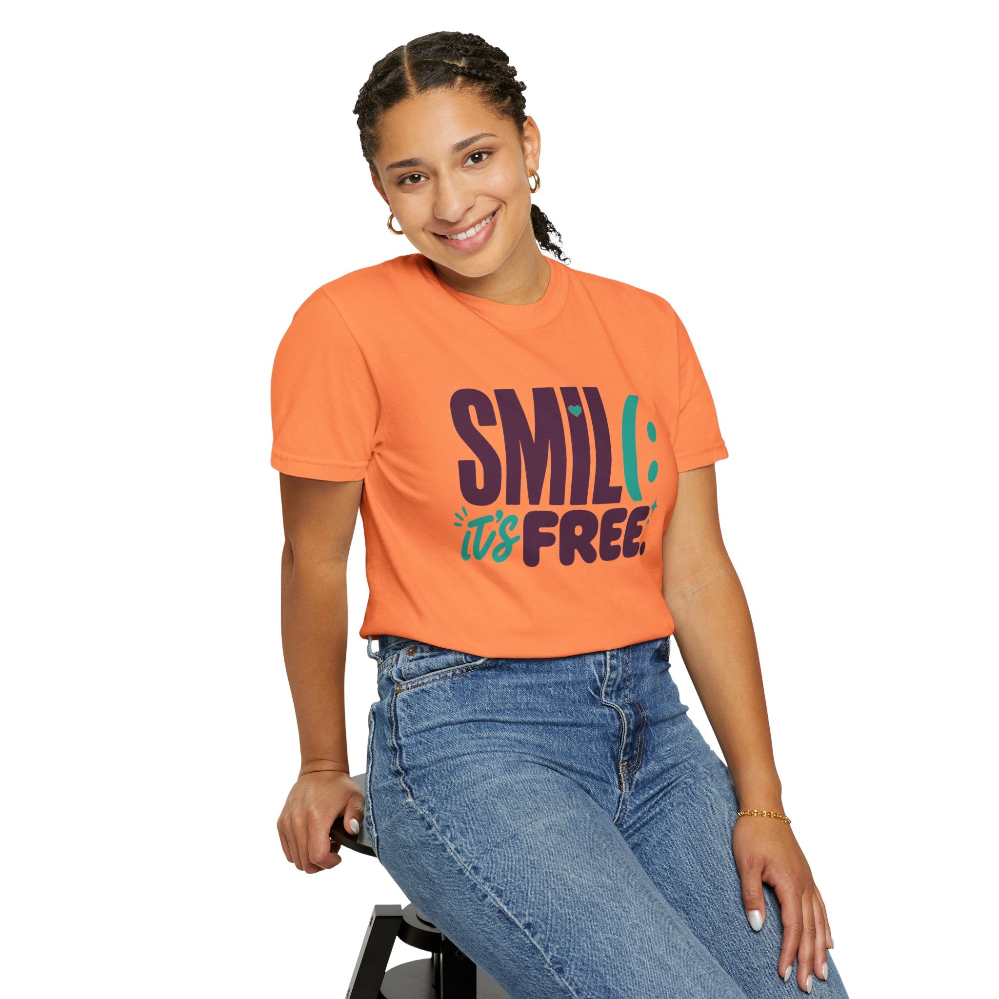 SMIL(: IT’S FREE. Plum & Teal Garment-Dyed Graphic Tee