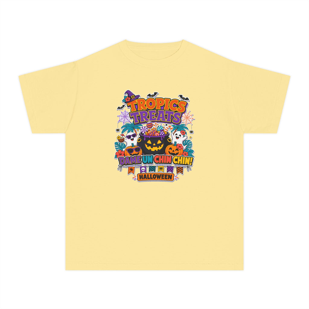 Tropics Treats Youth Halloween Retro Tee 🌴🎃