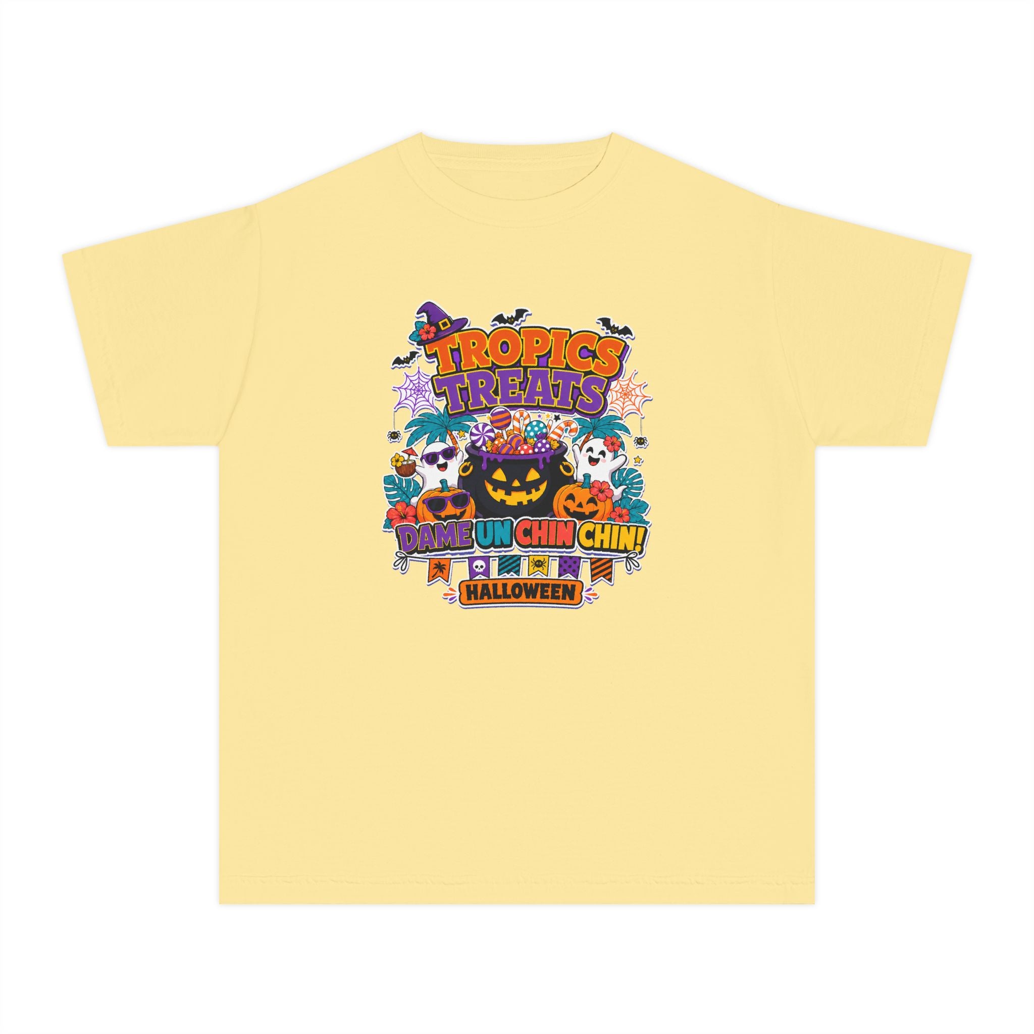 Tropics Treats Youth Halloween Retro Tee 🌴🎃