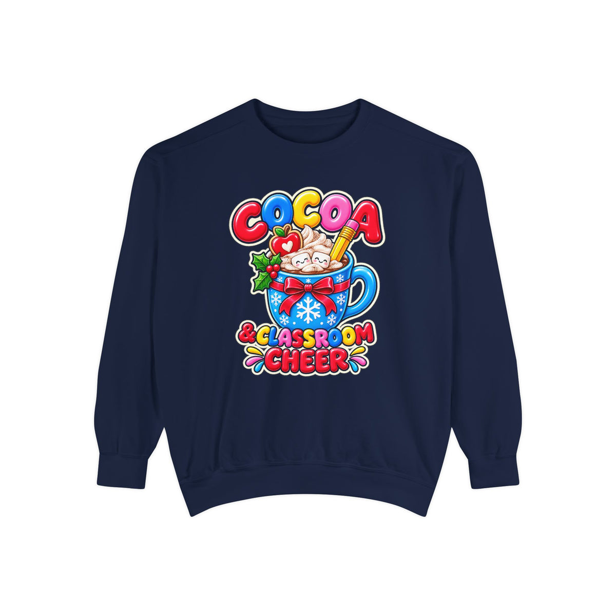 Cocoa and Classroom Cheer Christmas Sweatshirt ☕🍎❄️
