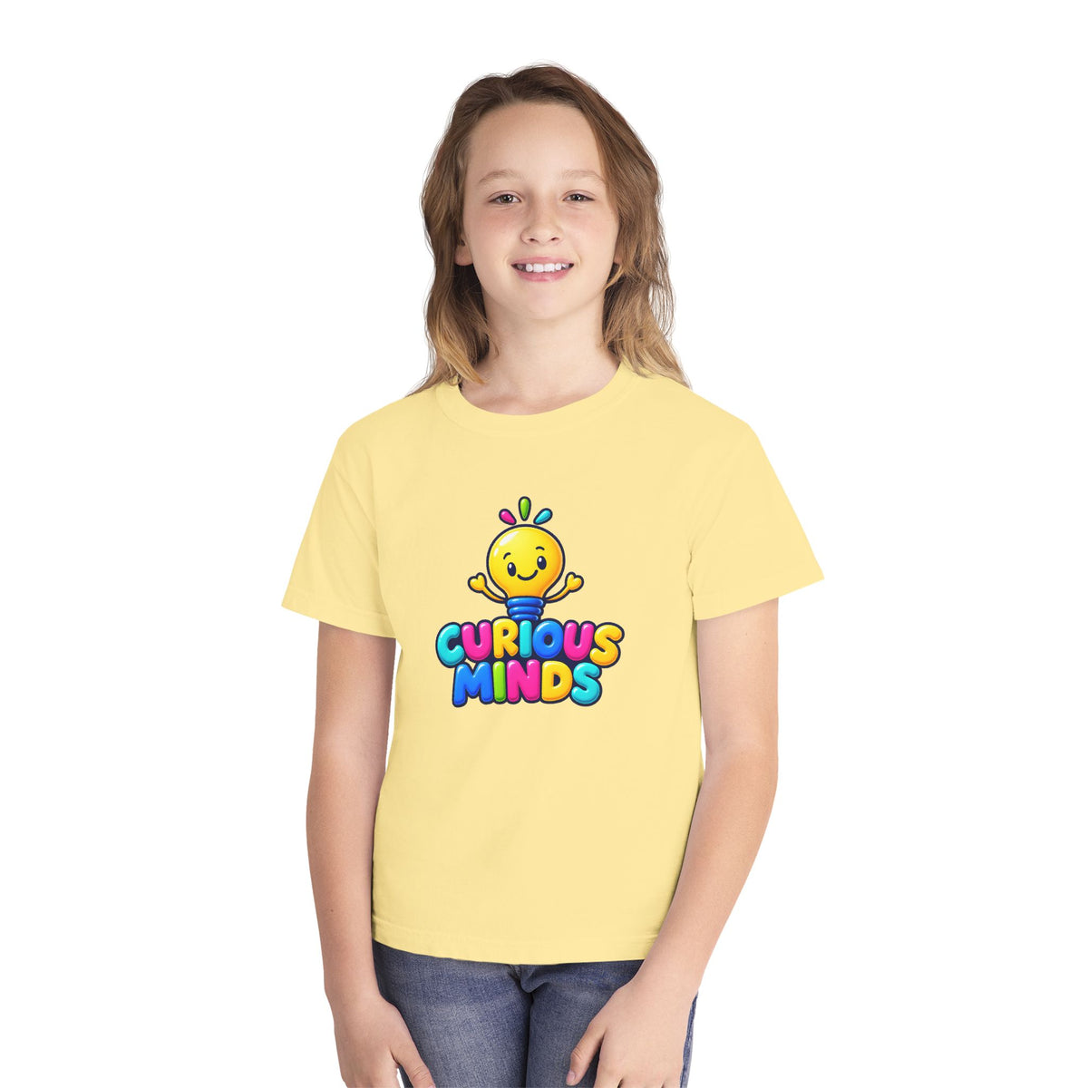 💡 Curious Minds Kids Tee Colorful Happy Character