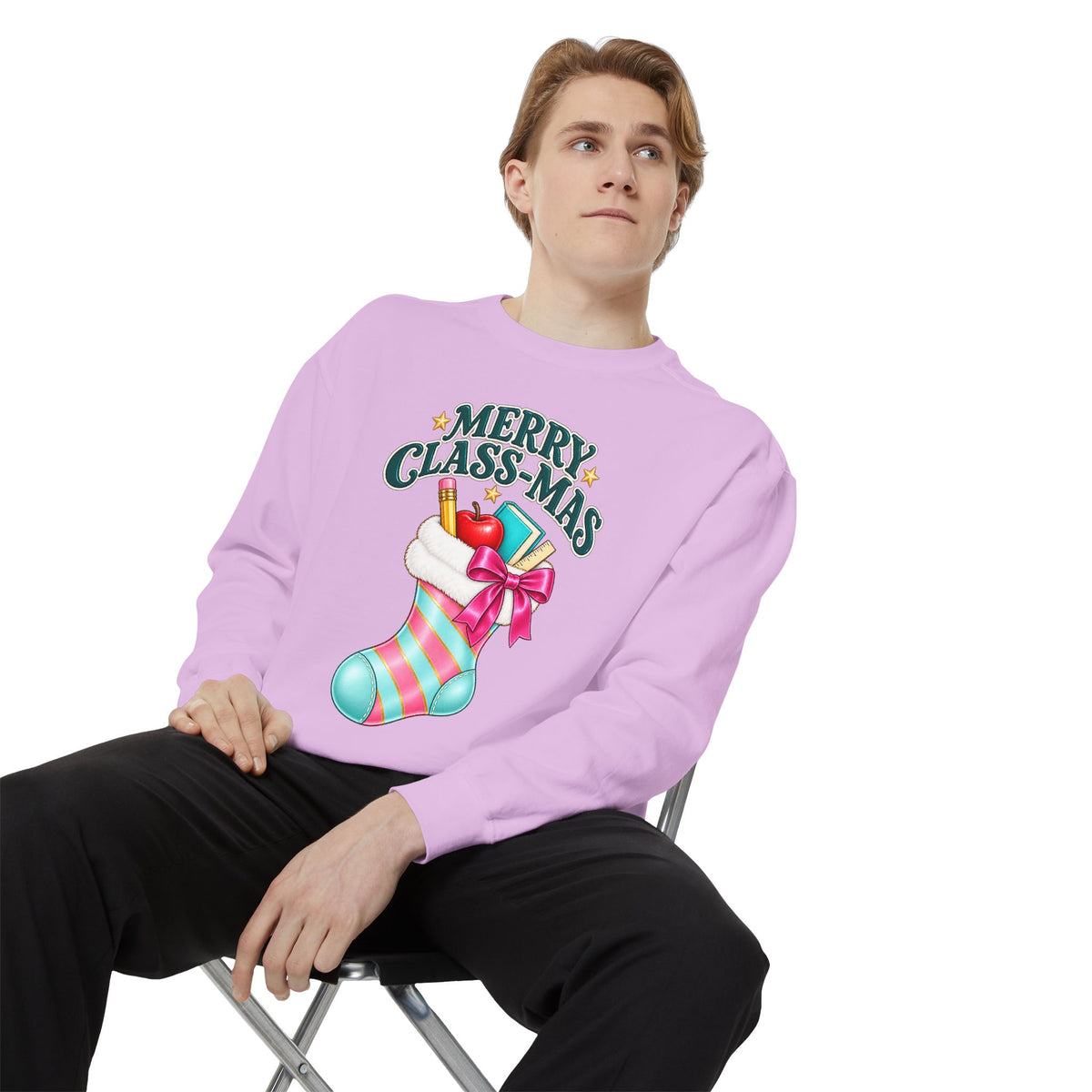 Merry Class-mas Sweatshirt — Christmas Teacher Holiday Stocking Crewneck