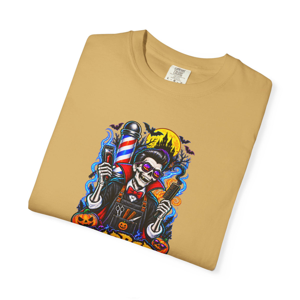 Barber of the Night Halloween Tee – Adult Unisex Barbershop Shirt