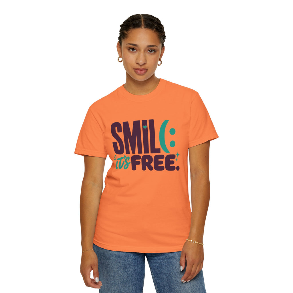 SMIL(: IT’S FREE. Plum & Teal Garment-Dyed Graphic Tee