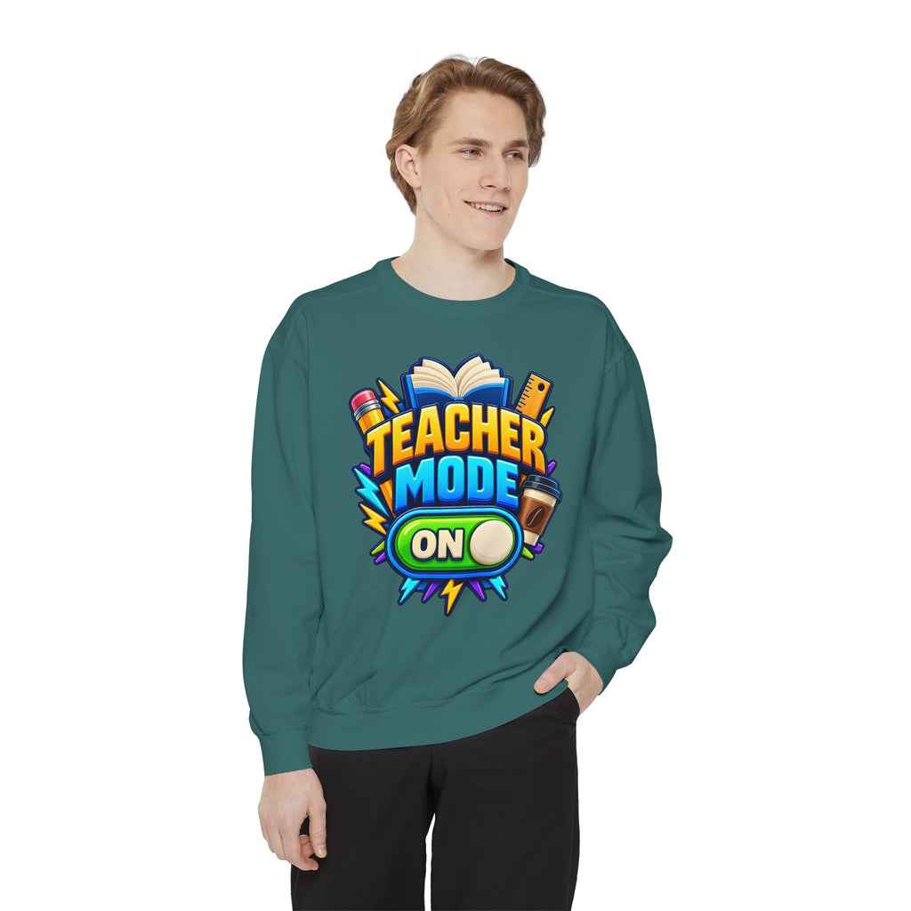 Teacher Mode On Sweatshirt 📚☕ | Funny Teacher Crewneck