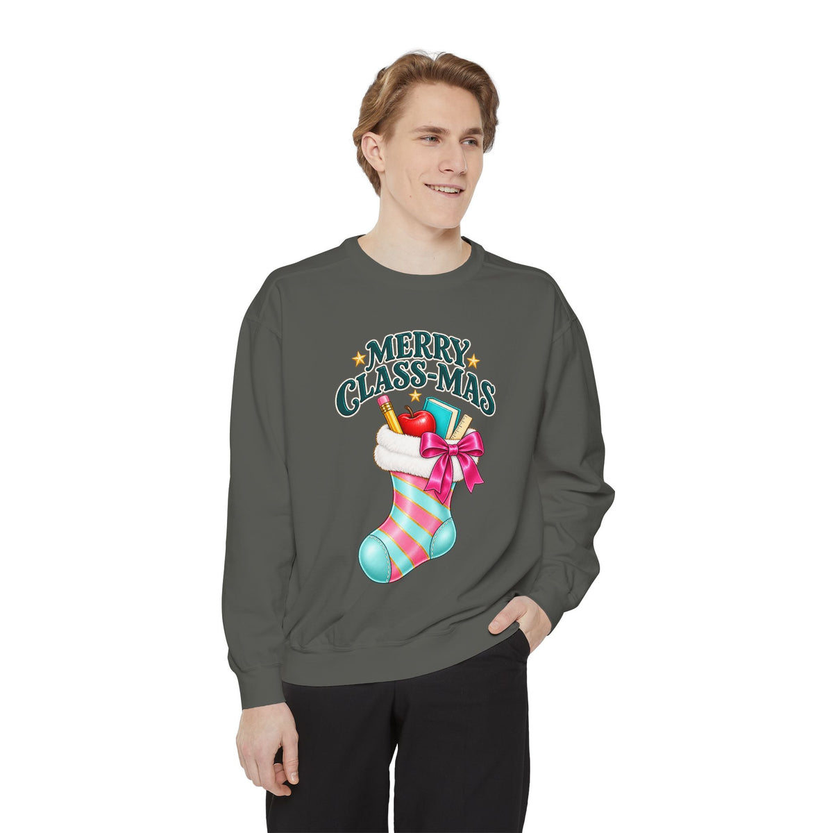 Merry Class-mas Sweatshirt — Christmas Teacher Holiday Stocking Crewneck